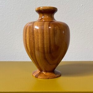 Handcrafted Wood Accent Vase in Warm Brown